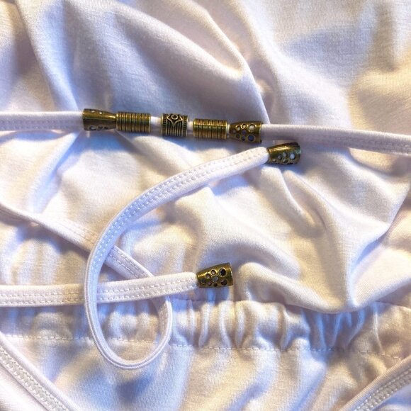 Hount SZ 2X NWT White V-neck drawstring waist bead details tunic/dress - Picture 4 of 8